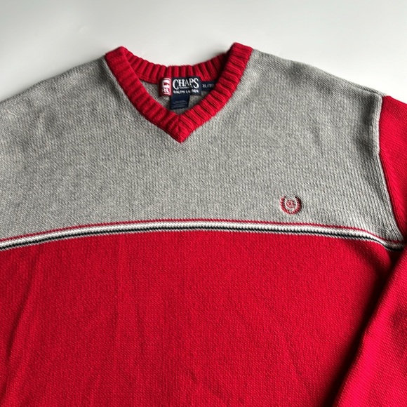 Vintage Chaps Ralph Lauren Color Block V-Neck Cotton Sweater - Picture 4 of 9